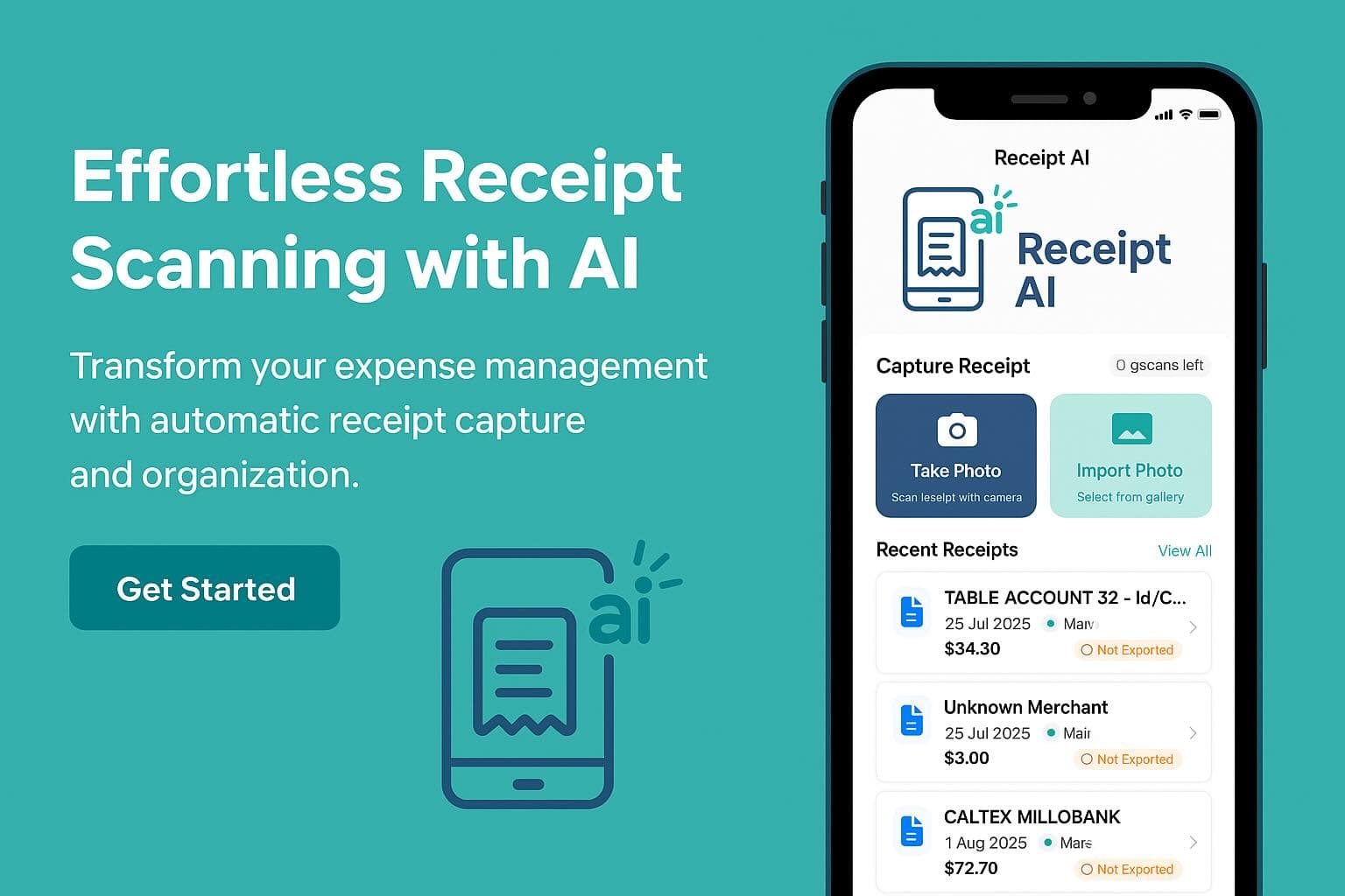 Receipt Reader AI - AI-powered receipt scanning app - Click to get started